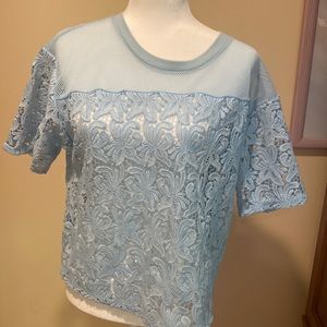 Loft lace short sleeve blouse In light blue